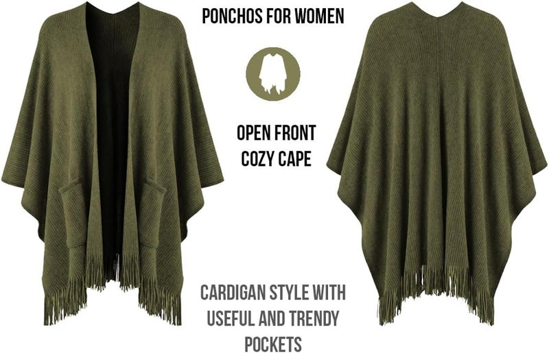 Ferand Shawl Wraps for Women, Cozy Lightweight Poncho Cape with Pockets, Warm for Fall Winter Travel - Image 3